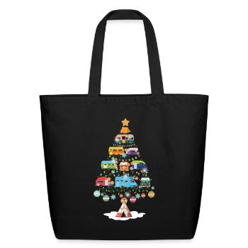 Christmas Campers Pine Tree Funny Camping Lovers - Eco-Friendly Cotton Tote - black - Front