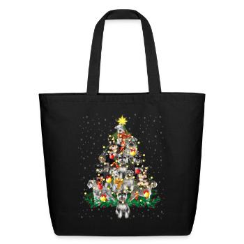 Schnauzer Dogs Christmas Pine Tree Funny - Eco-Friendly Cotton Tote - black - Front
