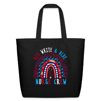 Nurse Crew Red White and Blue - Eco-Friendly Cotton Tote - black - Front
