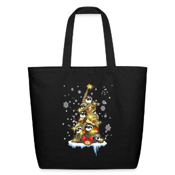 Christmas Sloth Pine Tree Funny Sloth Lovers - Eco-Friendly Cotton Tote - black - Front