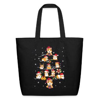 Guinea Pigs Christmas Pine Tree Funny Holiday - Eco-Friendly Cotton Tote - black - Front