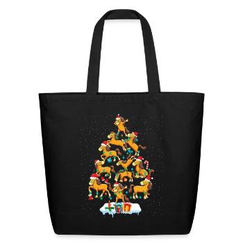 Horse Christmas Pine Tree Funny Horse Lovers - Eco-Friendly Cotton Tote - black - Front