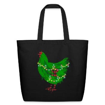 Chicken Christmas Pine Tree - Eco-Friendly Cotton Tote - black - Front