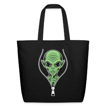 Alien Zipper Shhh Illusion - Eco-Friendly Cotton Tote - black - Front