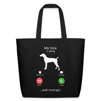 Vizsla Calling Funny Incoming Phone Screen - Eco-Friendly Cotton Tote - black - Front