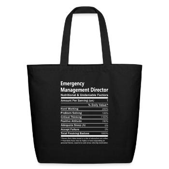 Emergency Management Director T Shirt - Nutritiona - Eco-Friendly Cotton Tote - black - Front