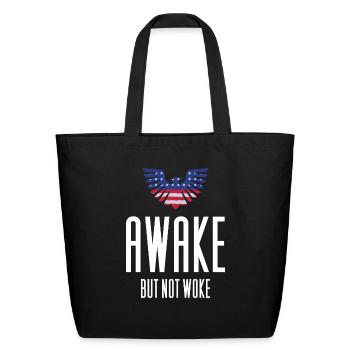 Awake But Not Woke support Free speech - Eco-Friendly Cotton Tote - black - Front