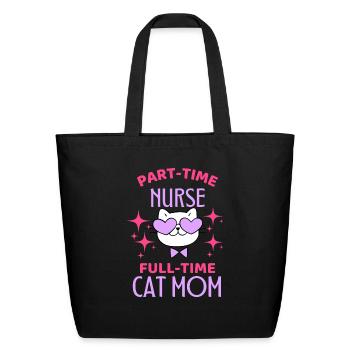 Funny Nurse Cat Mom Lover - Eco-Friendly Cotton Tote - black - Front