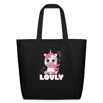 LOVLY horse design - Eco-Friendly Cotton Tote - black - Front