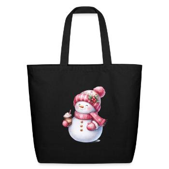 Snowman in December - Eco-Friendly Cotton Tote - black - Front