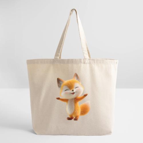 Cute 3D Cartoon Fox Standing Arms Up - Eco-Friendly Cotton Tote