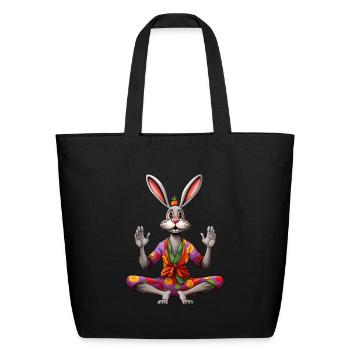 Yogi Rabbit - Eco-Friendly Cotton Tote - black - Front