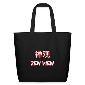 zen view - Eco-Friendly Cotton Tote - black - Front
