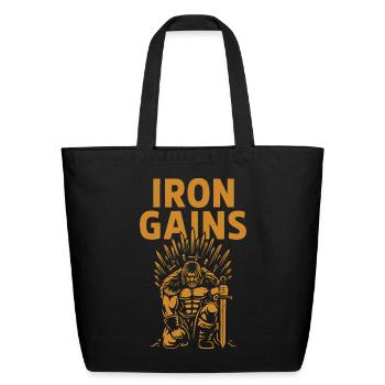 Iron Gains Warrior - Eco-Friendly Cotton Tote - black - Front