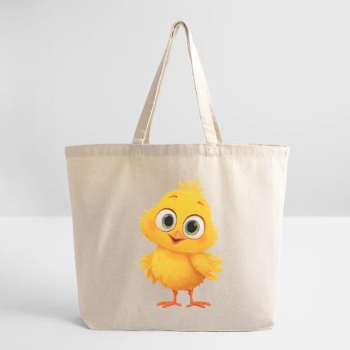 Sweet Yellow Cartoon Chick with Joyful Smile - Eco-Friendly Cotton Tote
