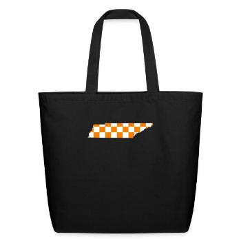Tennessee Checkerboard State Shirt Sticker - Eco-Friendly Cotton Tote - black - Front