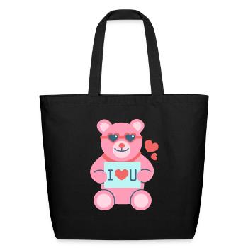 40 love teddy - Eco-Friendly Cotton Tote - black - Front