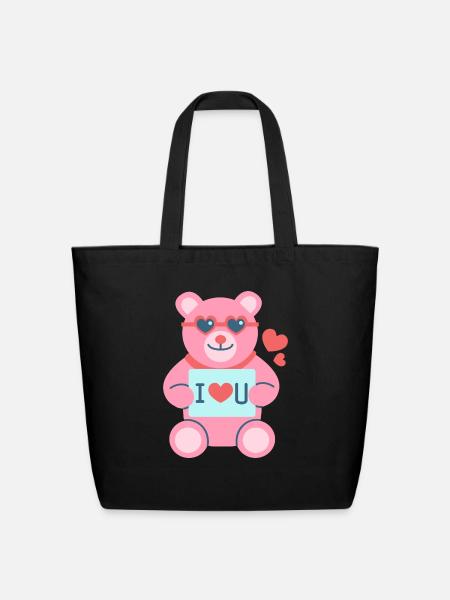 40 love teddy - Eco-Friendly Cotton Tote - black