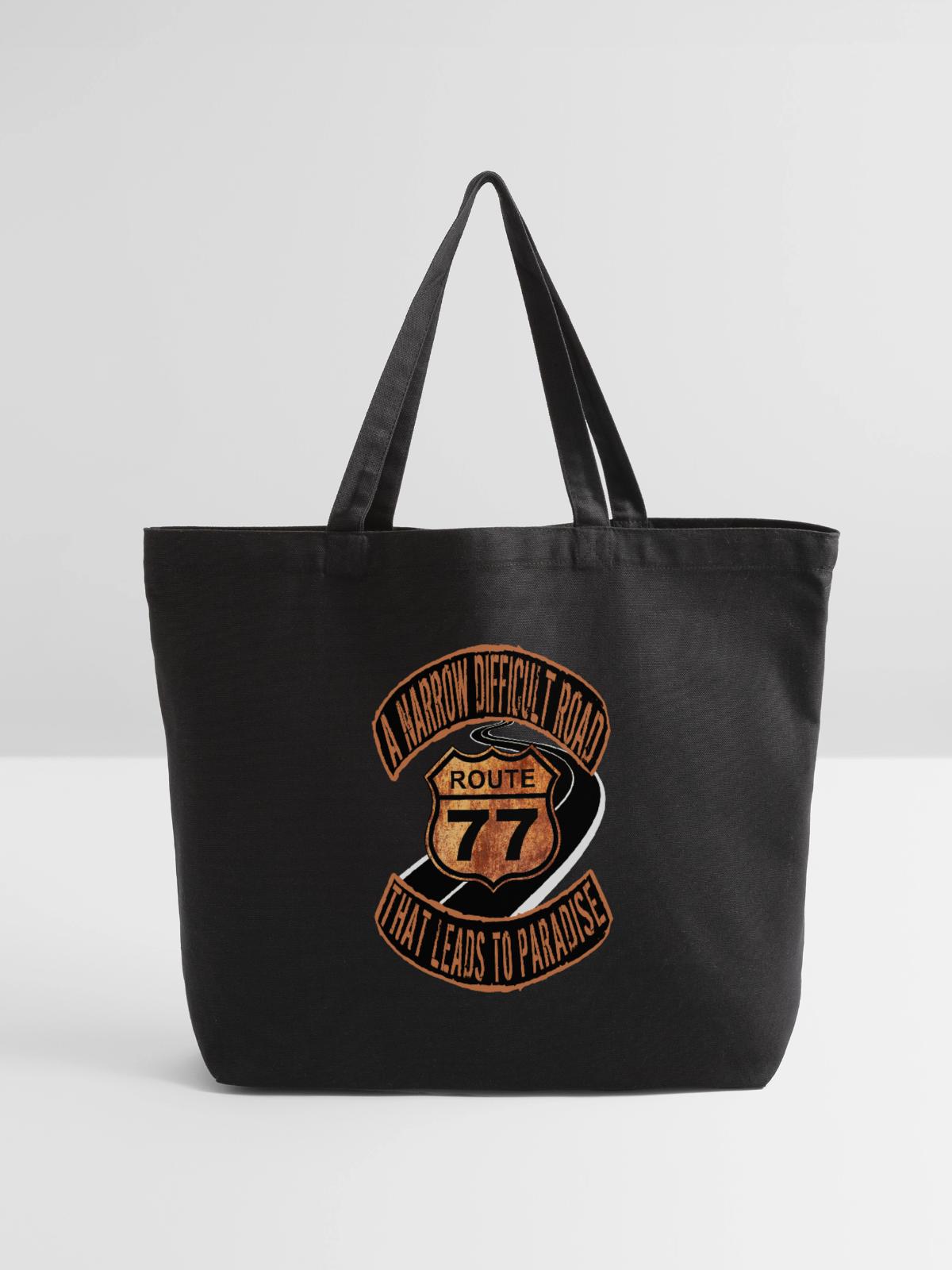 ROUTE 77 - Eco-Friendly Cotton Tote - black - Front