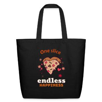 Pizza slice and quotes - Eco-Friendly Cotton Tote - black - Front