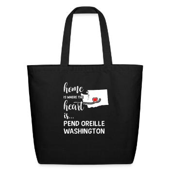 Pend Oreille County Washington Is Where My Heart - Eco-Friendly Cotton Tote - black - Front