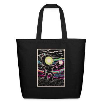 Mad Robot with Flashlight Hand - Eco-Friendly Cotton Tote - black - Front