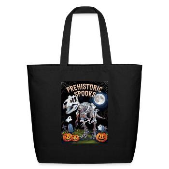 Prehistoric Spooks halloween skeleton dinosaur - Eco-Friendly Cotton Tote - black - Front