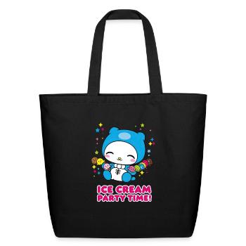 Ice Cream Party Time Tuxedo SamFunny Gift - Eco-Friendly Cotton Tote - black - Front