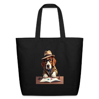 Sock Mystery Detective Dog - Eco-Friendly Cotton Tote - black - Front
