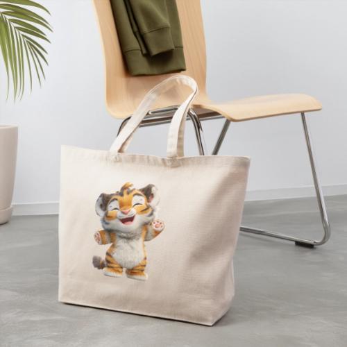 Energetic Baby Tiger Standing with Joy - Eco-Friendly Cotton Tote