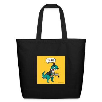Tea Rex Gentle Dino Tee - Eco-Friendly Cotton Tote - black - Front