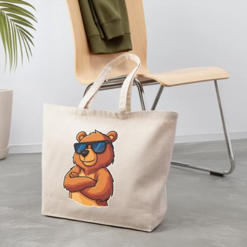 Cool Bear Sunglasses Cartoon Design - Eco-Friendly Cotton Tote