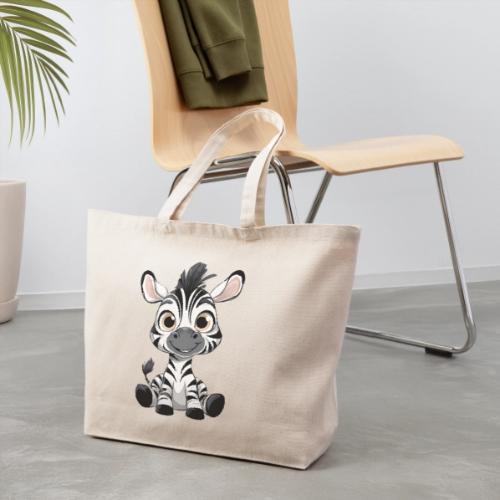 Adorable Cartoon Baby Zebra with Innocent Eyes - Eco-Friendly Cotton Tote