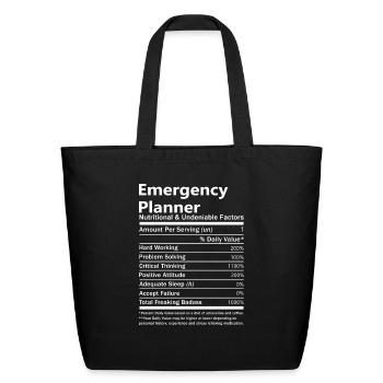 Emergency Planner T Shirt - Nutritional And Undeni - Eco-Friendly Cotton Tote - black - Front