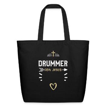 Drummer for Jesus - Jesus - Eco-Friendly Cotton Tote - black - Front