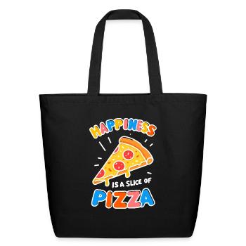 Happiness is a Slice of Pizza - Eco-Friendly Cotton Tote - black - Front