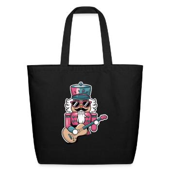 Nutcracker Playing Guitar - Eco-Friendly Cotton Tote - black - Front