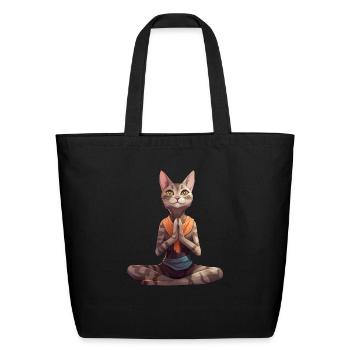 Yogi cat - Eco-Friendly Cotton Tote - black - Front