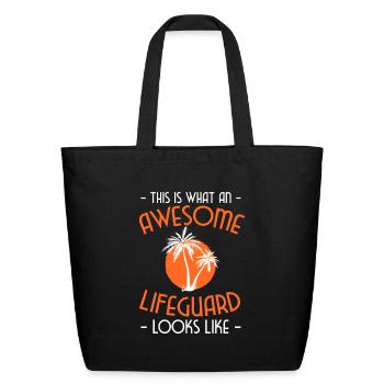 Lifeguard Pool - Eco-Friendly Cotton Tote - black - Front