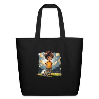 Kawaii Kickoff: Soccer Superstar - Eco-Friendly Cotton Tote - black - Front