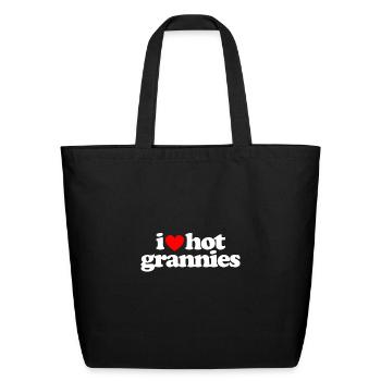 i love hot grannies - Eco-Friendly Cotton Tote - black - Front