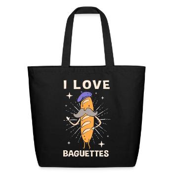 French Bread Baguette Bread Man - Eco-Friendly Cotton Tote - black - Front