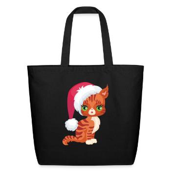 Christmas Cat - Orange Tabby - Eco-Friendly Cotton Tote - black - Front
