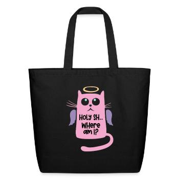 holy cat funny cat - Eco-Friendly Cotton Tote - black - Front