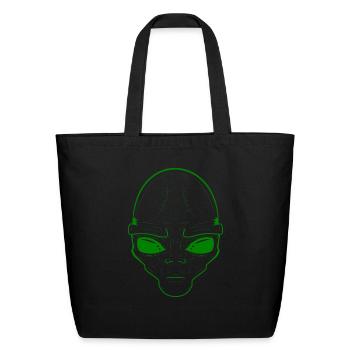 Alien Face, Minimalist Line art - Eco-Friendly Cotton Tote - black - Front