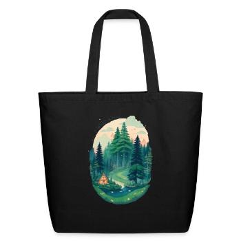 Pine trees Pine Tree Mountain Landscape t-shirt - Eco-Friendly Cotton Tote - black - Front