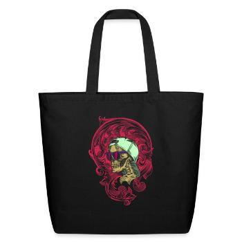 Cool Skull Ornament - Eco-Friendly Cotton Tote - black - Front
