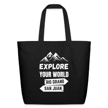 Explore Your World, Bear Nature Outdoor Mountains. - Eco-Friendly Cotton Tote - black - Front