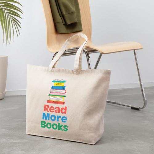 Read More Books Stacked - Eco-Friendly Cotton Tote