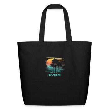 Brisbane Australia Artistic Palm Tree Vacation - Eco-Friendly Cotton Tote - black - Front